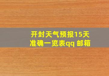 开封天气预报15天准确一览表qq 邮箱